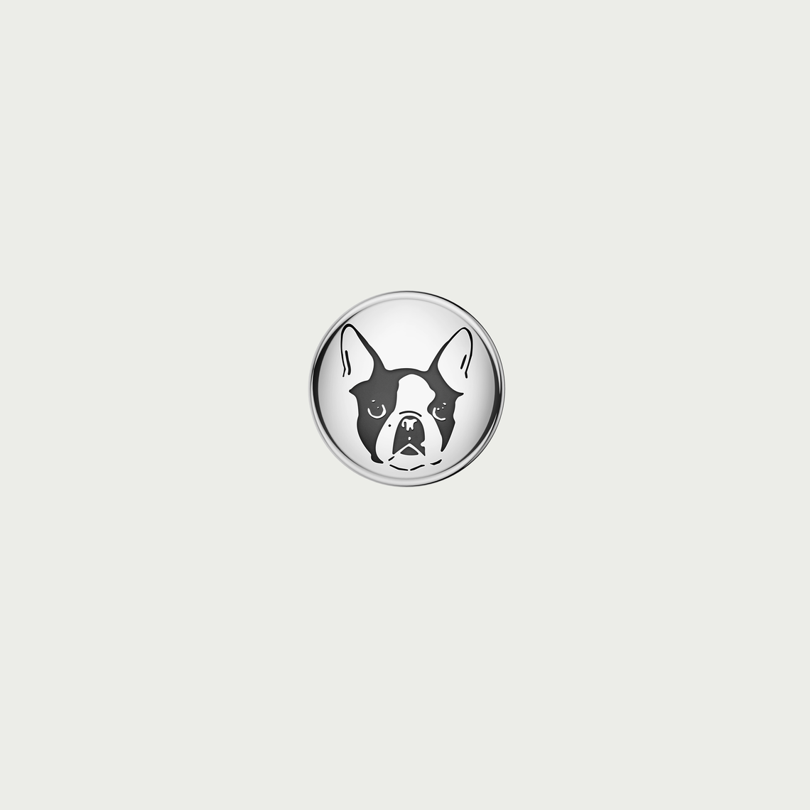 Steel Tweed Co. Charm featuring a bulldog-type dog, a symbol of character and attachment.