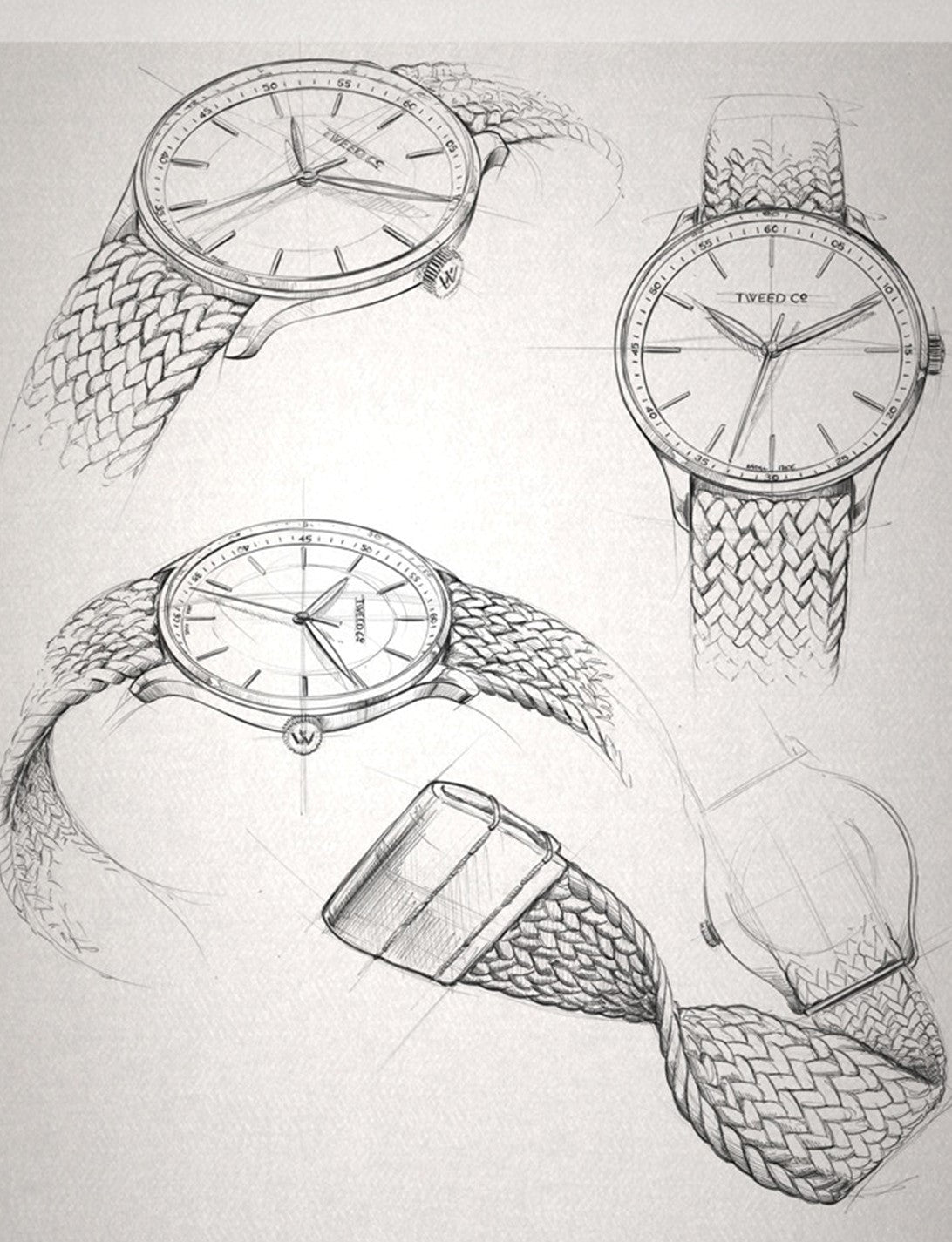 Vanessa Rose Gold Tweed Co. 36 mm ladies' watch with silver braided strap and Tree of Life charm