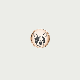 Charm Bulldog Tweed Co. en acier inoxydable or rose – bijou expressif et robuste pour bracelet interchangeable