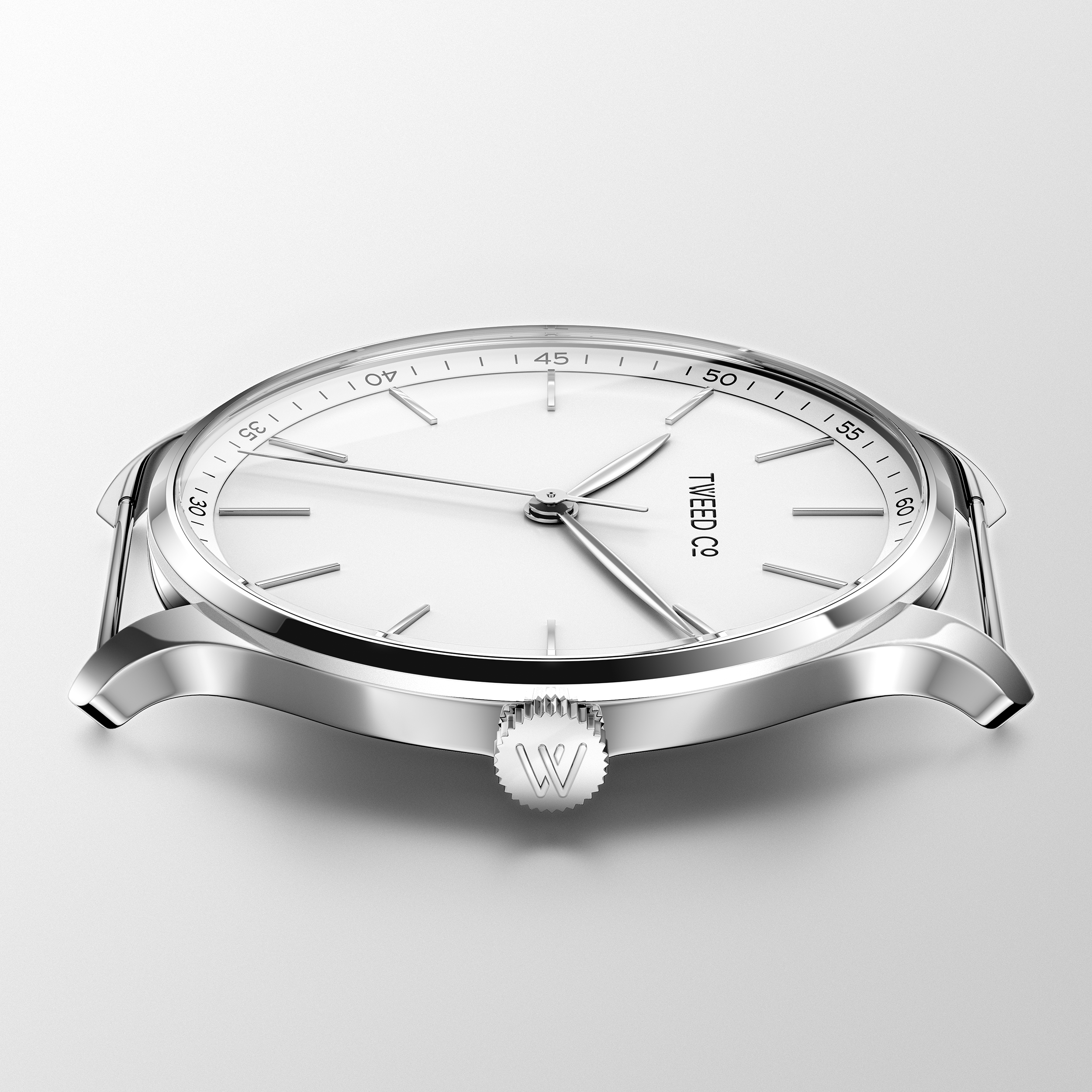 Boîtier poli de la montre Neil acier 40 mm – Finesse et sobriété