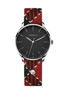 Montre Duncan édition limitée 40 mm avec bracelet tressé rouge-noir et cadran noir intense