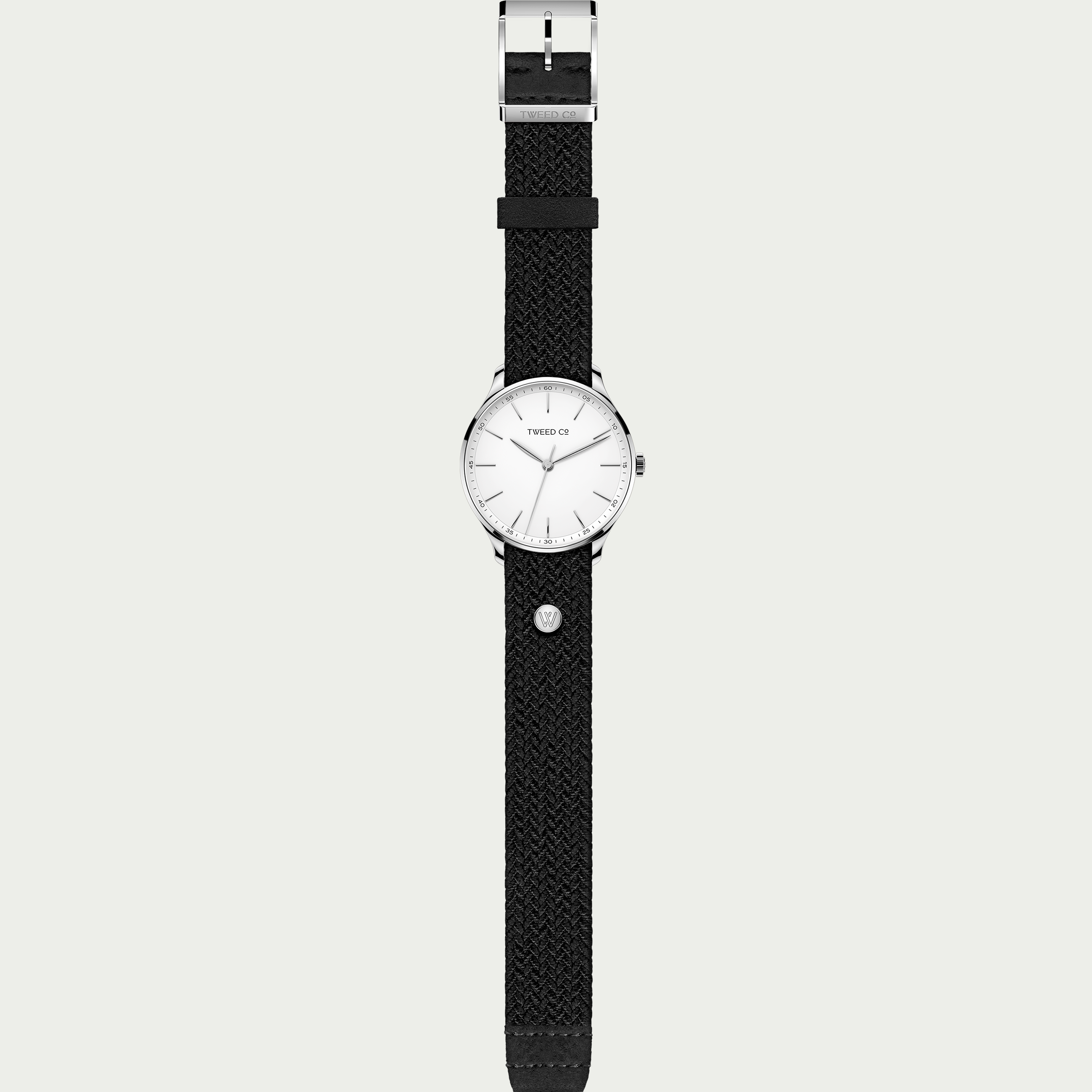 Montre Dalibor personnalisable avec boucle acier, bracelet lavable noir et cadran minimaliste