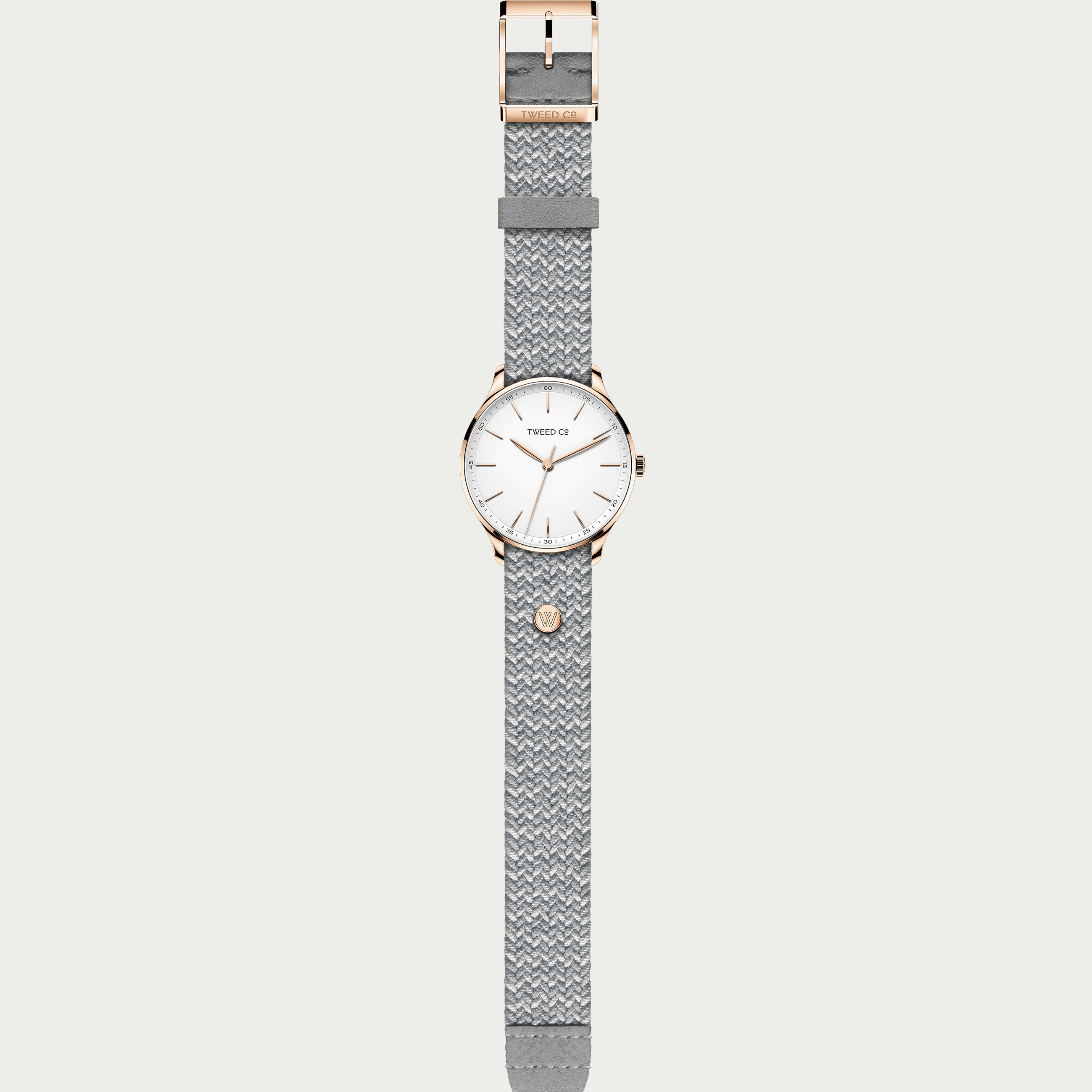 Bracelet tressé gris-blanc avec boucle or rose, compatible avec charms