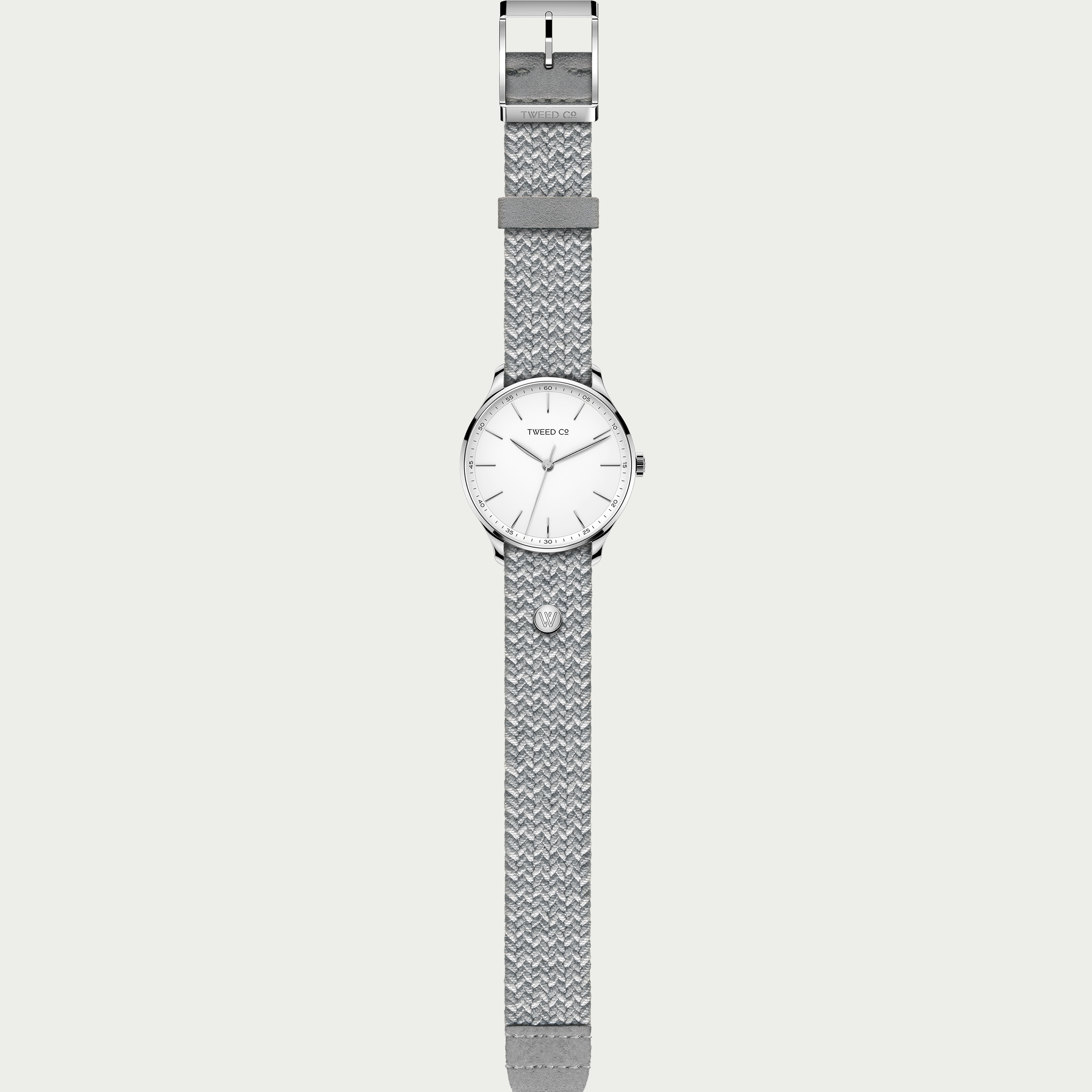 Montre Neil 40 mm avec bracelet gris-blanc tressé – Design sobre et interchangeable