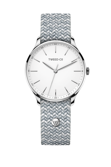 Montre Neil acier 40 mm avec bracelet tressé gris-blanc – Élégance moderne et style intemporel